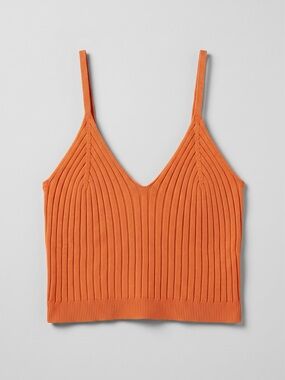Orange Ribbed Cropped Cami Tank
